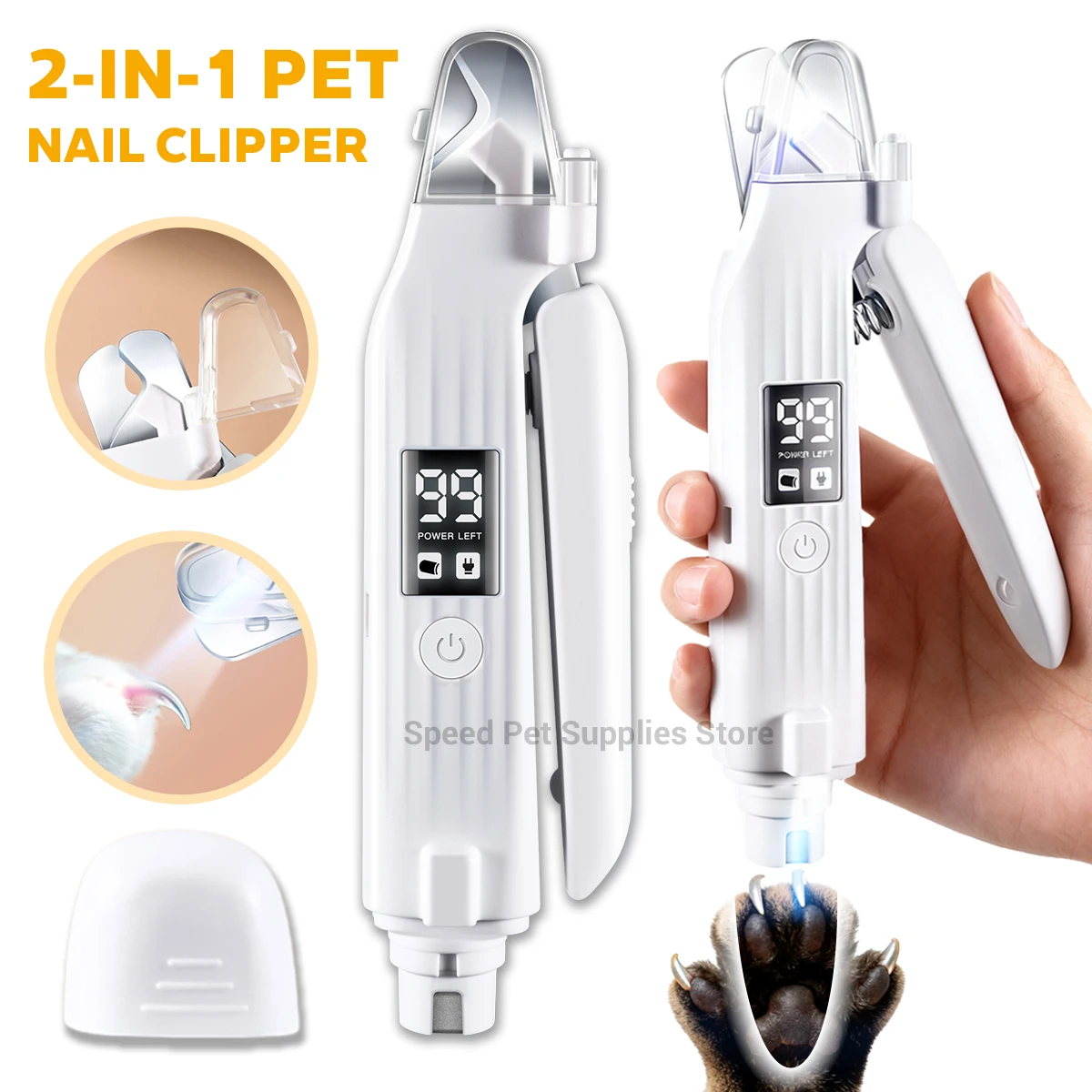 Pet Nail Grinder - 2 in 1 Electric Pet Nail