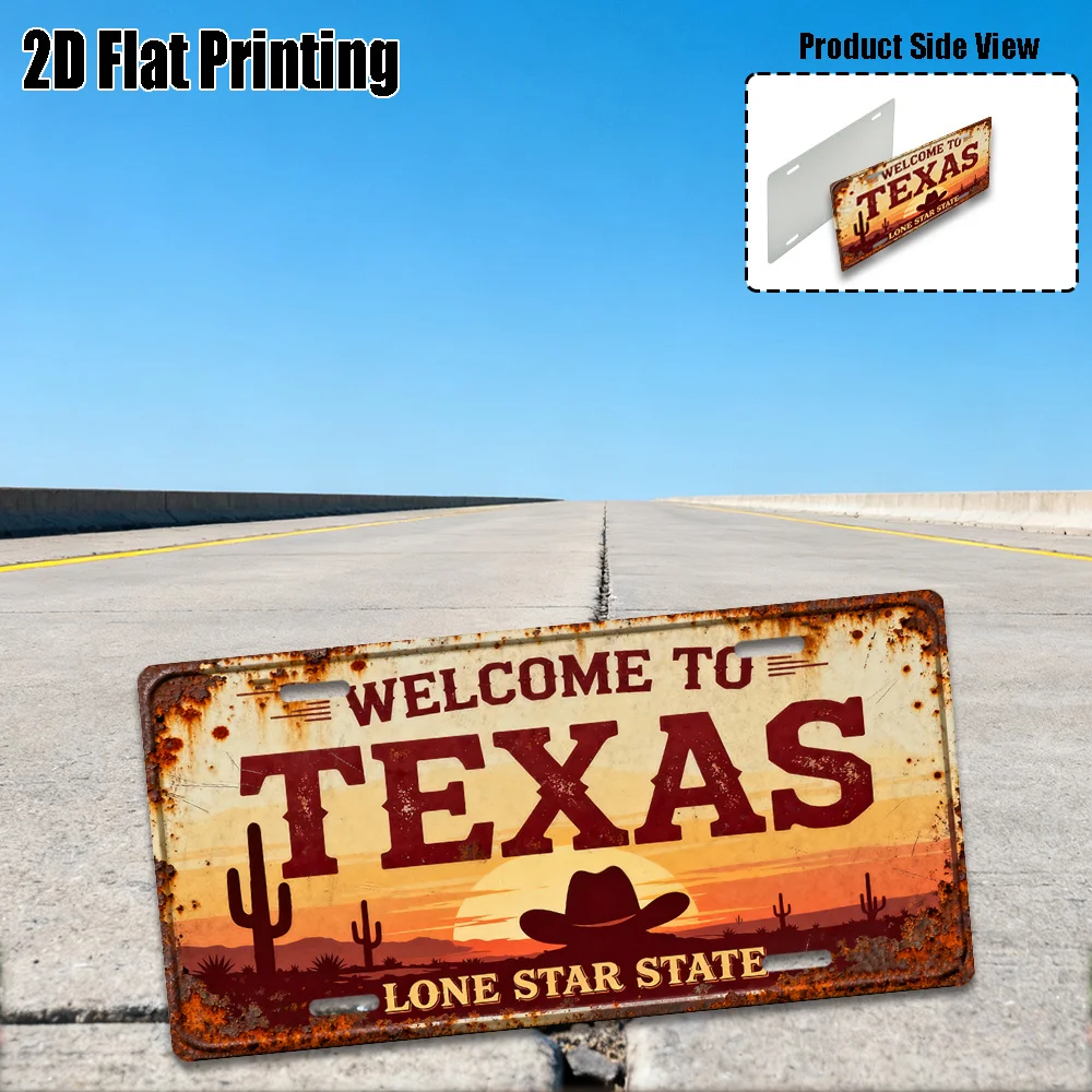 2D Flat Printing, 1pc, Vintage Sign, Only for decoration, Yard Signs & Wall Art, Texas Sign, American Western Cowboy Style Decor