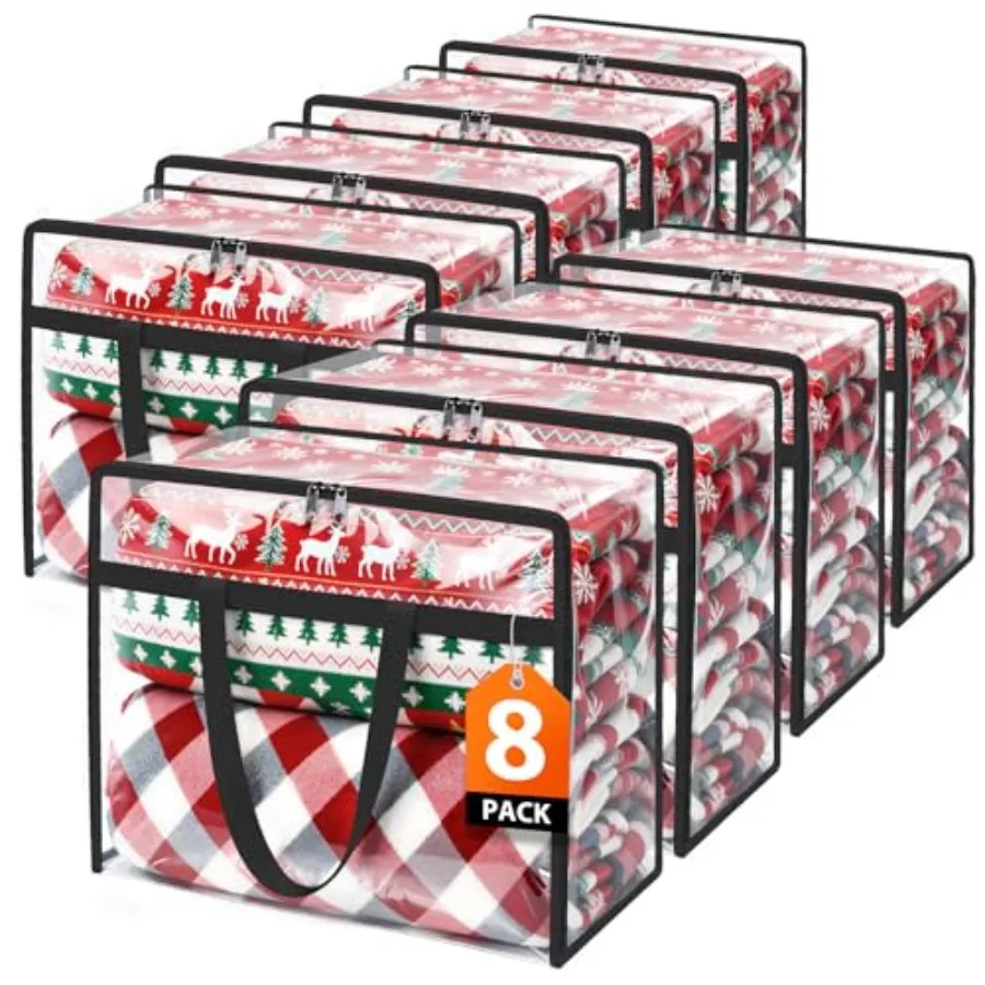 

Clear Clothes Storage Bags 8 Pack Closet Organizers and Under Bed Storage Containers Foldable Moving Bags with Zippers for Comf