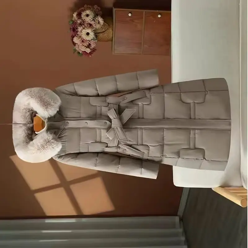 2025 New Winter Down Jacket Women Parkas Fashion High-Quality Warm Cotton Padded Coat Ladies Long Overcoat Hooded Overwear Tops