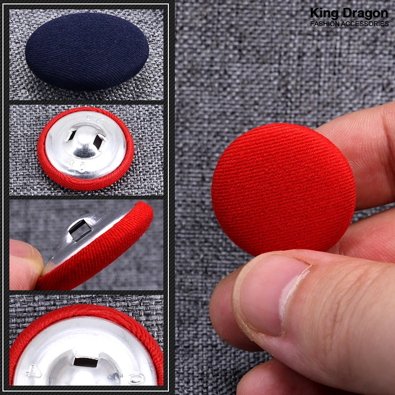 New Arrival 6PC Round Metal Pink Red Cloth Buttons For Shirt Cardigan Sweater 11.5MM-30MM Sew Needlework KD901