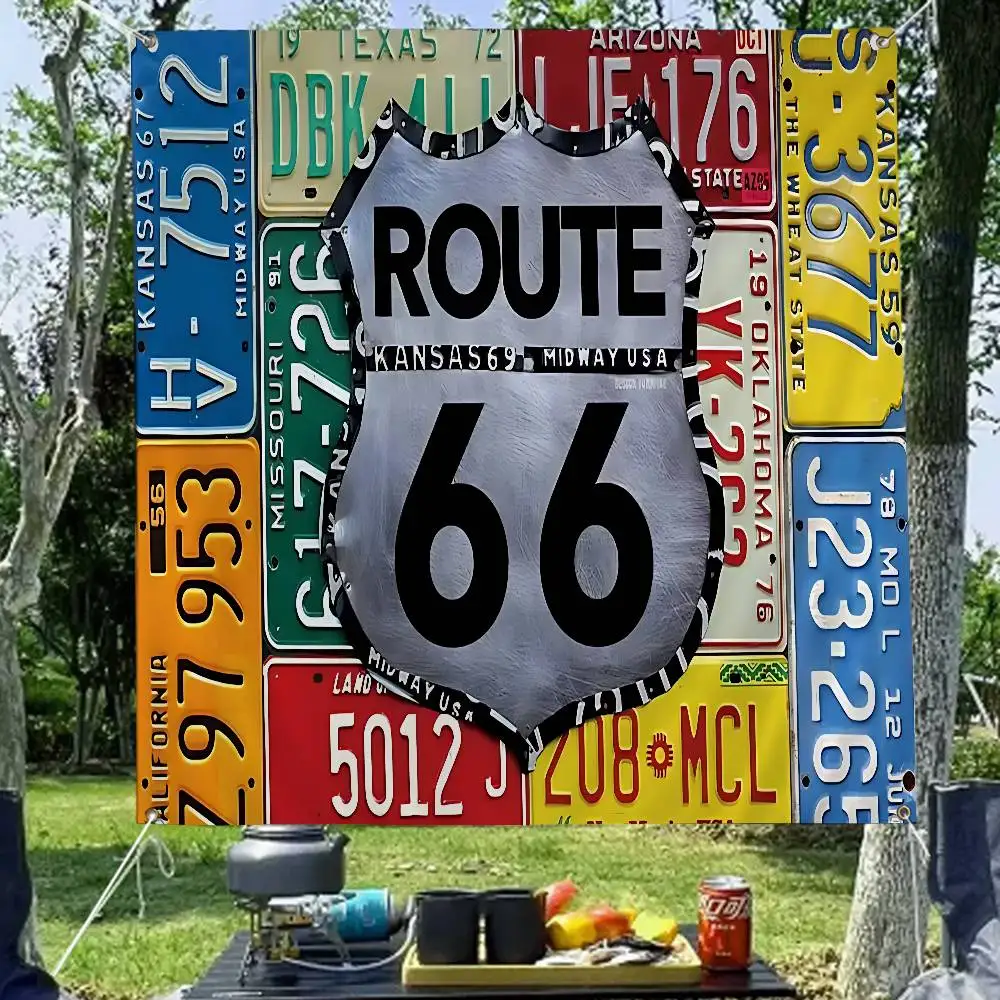 R-Route 66 Fashion Large Size Flags Printing Patterns Interesting Birthday Party Decorations Banner