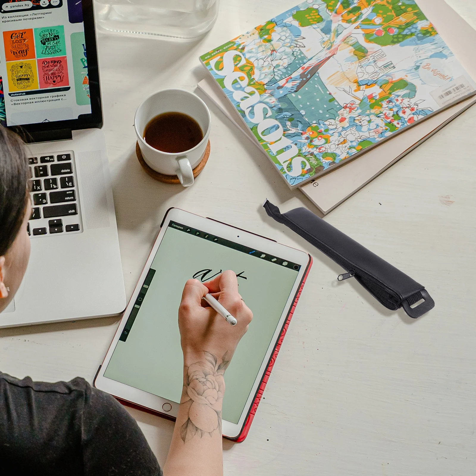 

1 pc Stylus Protective Cover Exterior Zipper Closure Anti-Fall Storage Case For Pencil Stylus Pen Sleeve