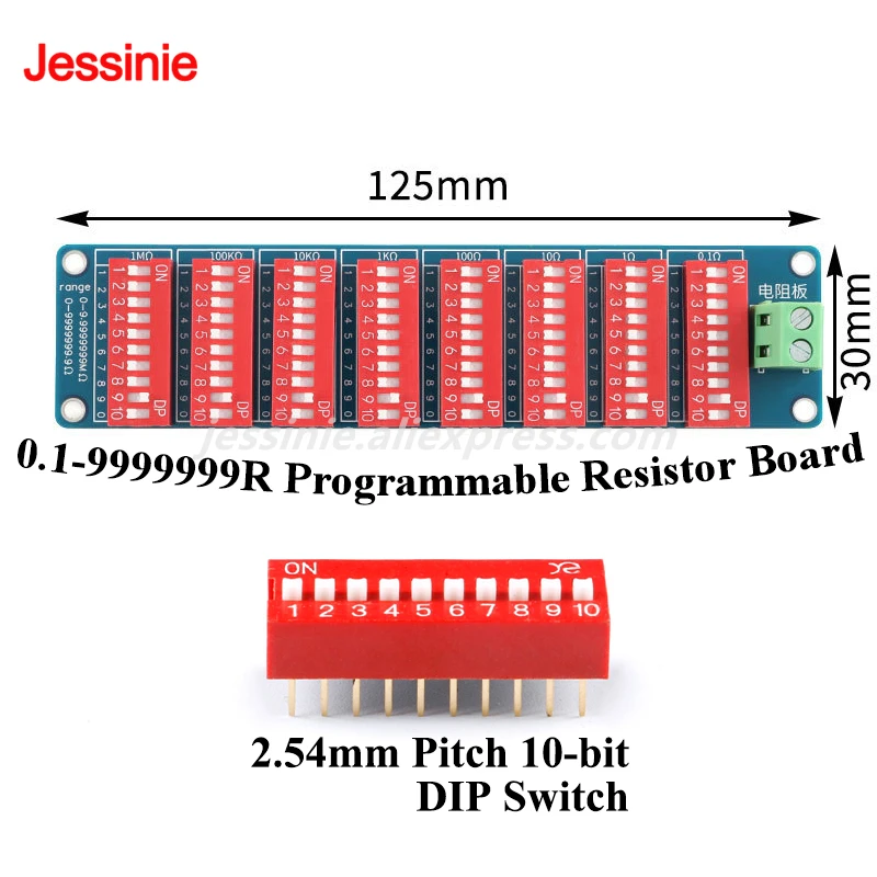 0.1-9999999R Programmable Resistor Board Module Eight-stage 1% Accuracy 0.1Ω -9999999Ω ohm