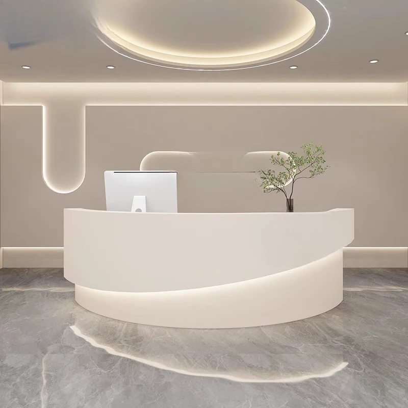 Curved front desk Reception desk Curved counter Painting