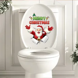 1PCS Self-Adhesive Removable Christmas Wall Sticker Santa Claus English Slogan Decoration for Toilet Bedroom Bathroom