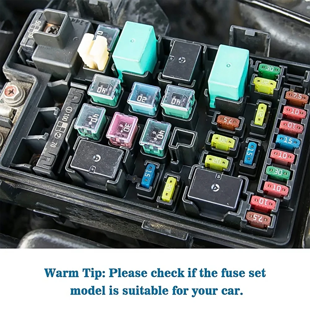 20Pcs Mini Car Fuse Combination Kit Square Fuse 20A 30A 40A 50A 60A AMP Set Automotive Car Fuse With Plastic Box