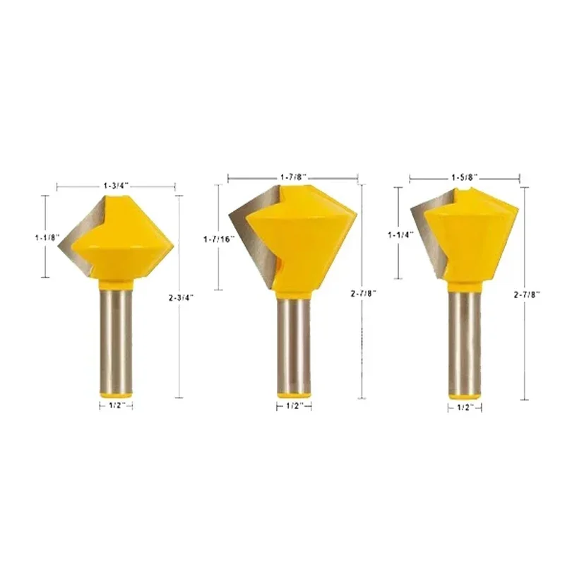 3PCS 12mm 1/2 Inch 12.7mm Multi Sided Glue Joint Router Bits Set 8 12 16 Joints Tenon Milling Cutter for Wood Woodworking