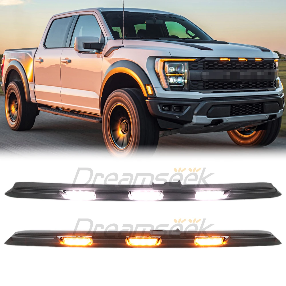 LED Front Grille Lights for Ford F150 F-150 Raptor 2021+ Daytime Running Light Driving Lamp White / Yellow Color Auto Accessory