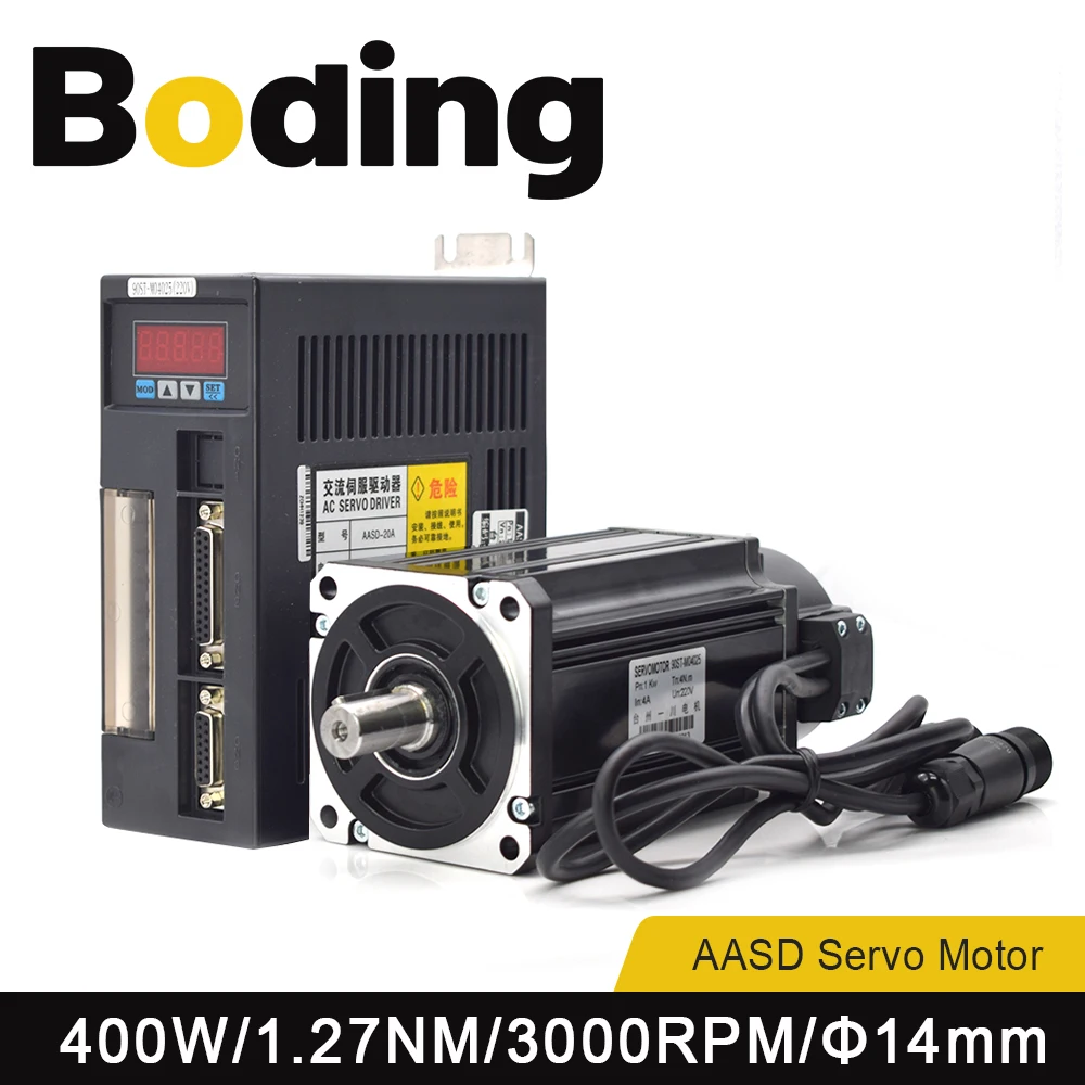 Boding Aasd Servo Motor And Driver 60st-m01330 Aasd 15a 400w 220v 1.27nm 3000rpm Dia.14mm With 3m Cable