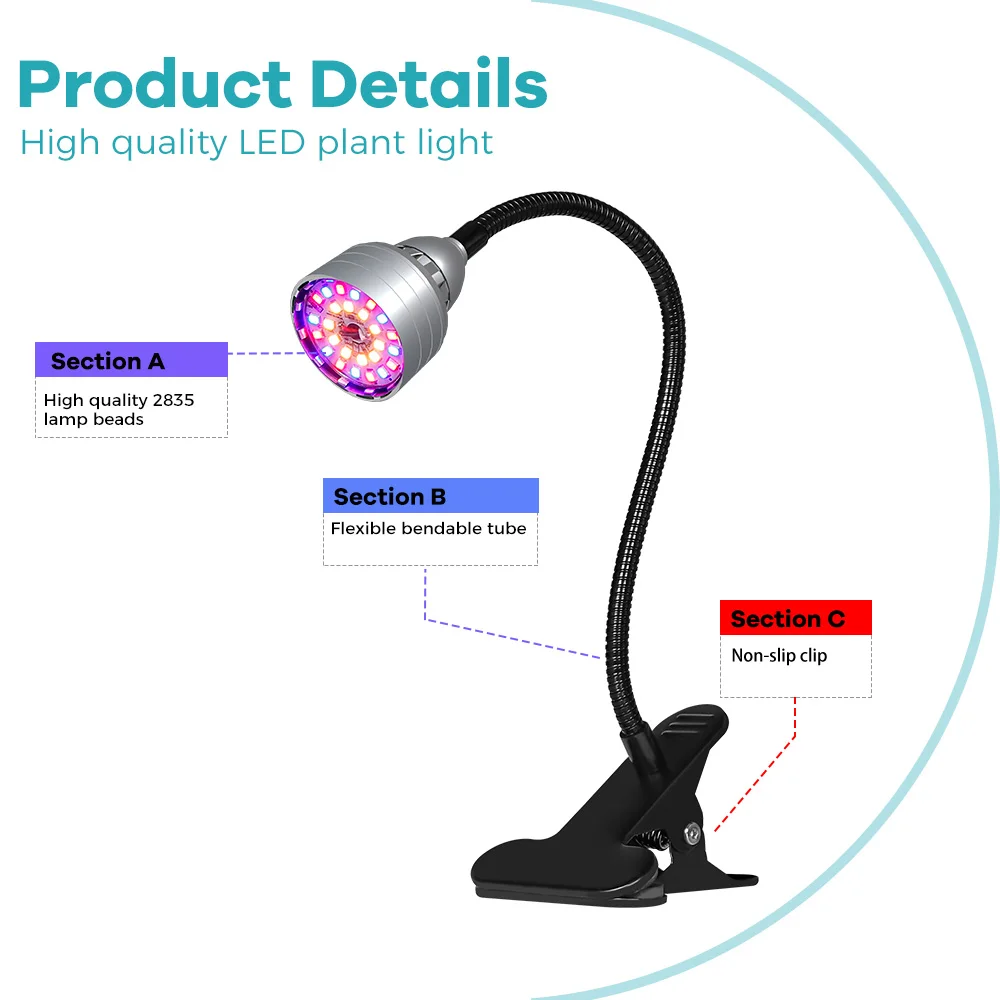 USB Full Spectrum LED Plant Grow Light 5V 3Modes Timing Hydroponic Seedlings Cultivate Lamp Greenhouse Tent Growth Fill Lighting