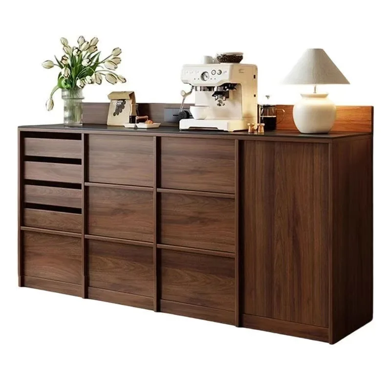 Solid wood bone line dining side cabinet against the wall Home living room Tea bar Integrated locker Coffee Locker