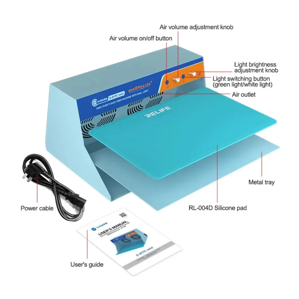 Imagem -05 - Mini Bancada Livre de Poeira Dustproof Dual Light Anti Poeira para Lcd Remodelar e Pad Tablet Reparação do Telefone Móvel Sunshine-s-917c