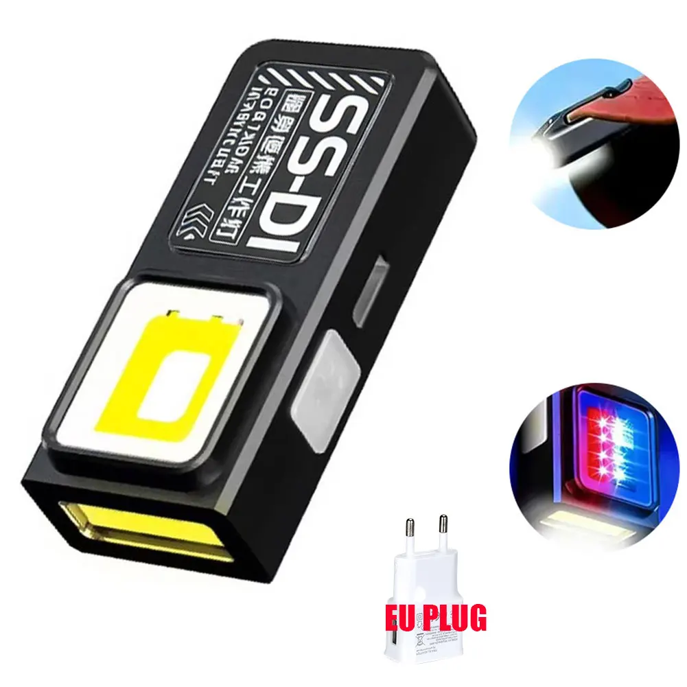 Draagbare mini COB LED-zaklamp Oplaadbaar Krachtig werklicht met clipmagneet Waterdicht EDC Camping Walking Pocket Lamp