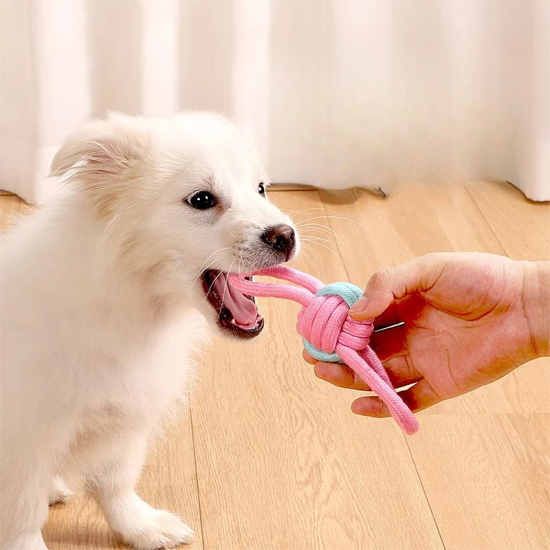 Cuerda de juguete para perros, dientes para moler cachorros, cuerda duradera, nudo de bola, herramienta de rompecabezas para mascotas, juguete interactivo para perros grandes y pequeños