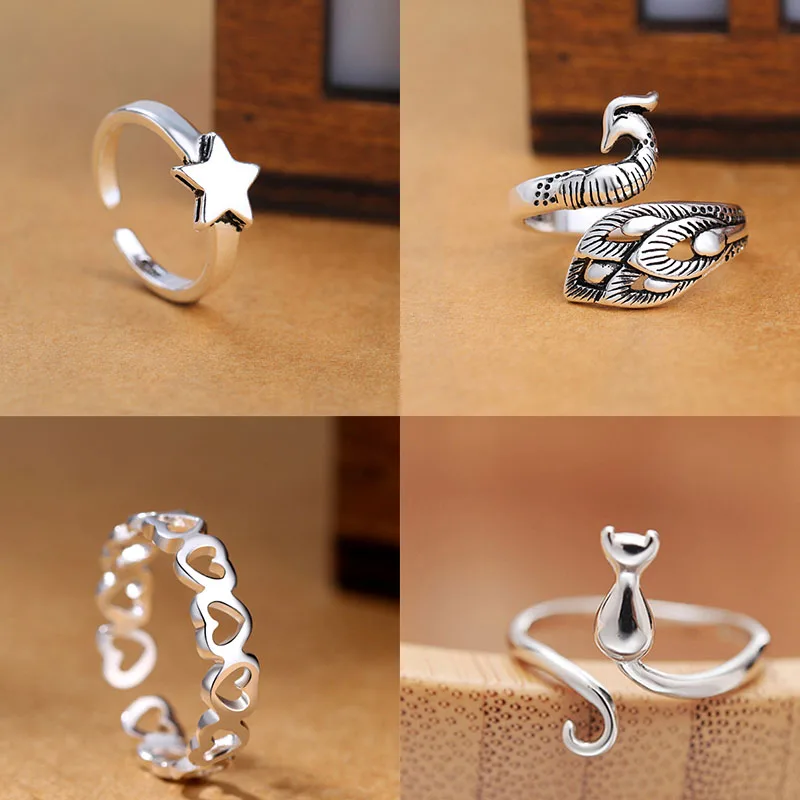 

Стерлингового Серебра 925, скелет, ручной лист, пчела, павлин, сердце, открытые кольца для женщин, вечерние роскошные ювелирные аксессуары, предотвращающие аллергию