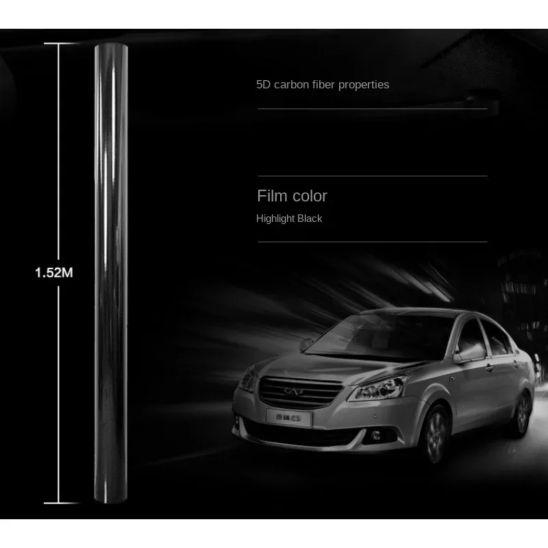 Nueva película de vinilo de fibra de carbono 5D ancha negra, pegatina de coche 3M, resistente al agua, accesorios de paquete de estilo de coche, motocicleta y coche DIY