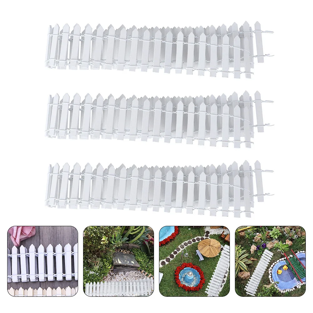 

ERINGOGO Small Picket Fence 3pcs Mini Garden Ornament Dollhouse Decor Fairy Tree Iron Craft Home Decorative Figurine for Kids