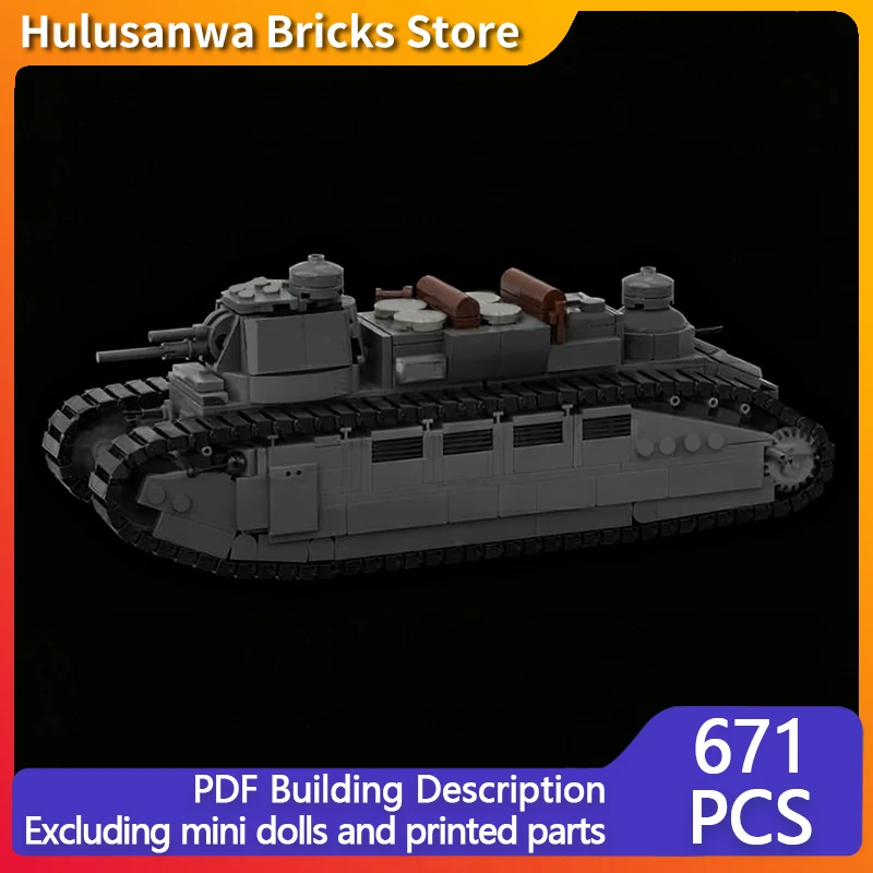 

FCM 2C WW1 Военные танки Модель MOC Строительные кирпичи Военное оборудование Модульная технология Подарки Праздничная сборка Детские игрушки Костюм