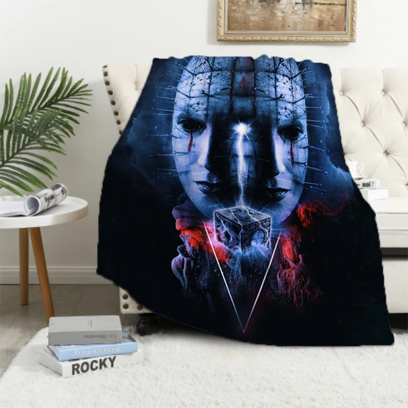 2022 Hellraiser Fantasy Horror Suspense Movie Blanket for Sofa Blankets Microfiber Bedding King Lid Knee Bed Decorative Fleece