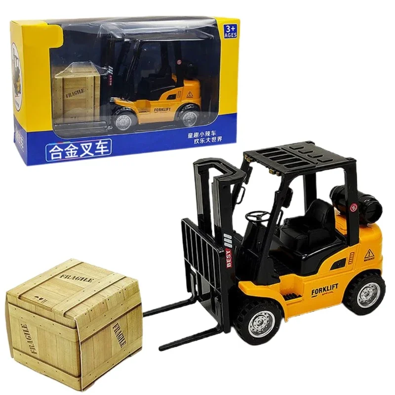 Die-cast Forklift Truck Joints Model Vehicle Pull Back & Go Car Interactive Realistic Car Toy Toddler Boys New Year Gift