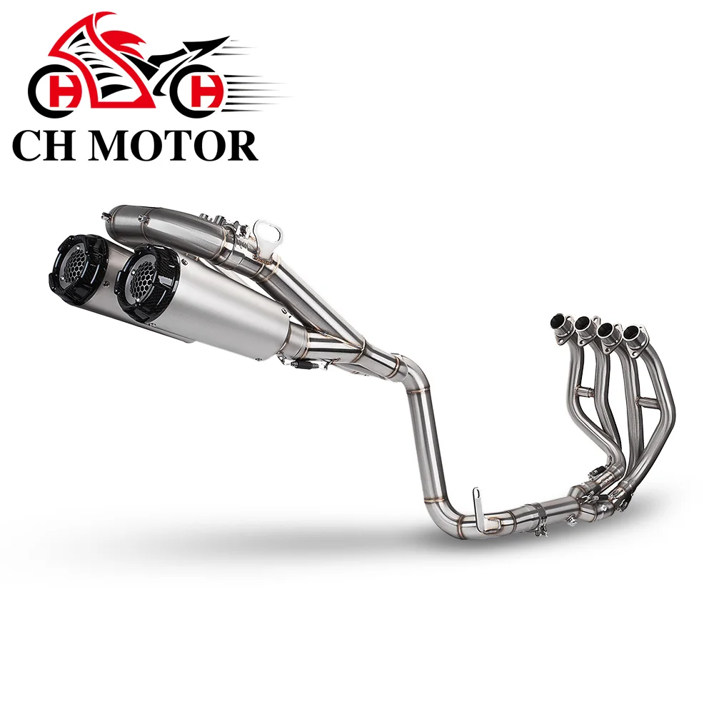 

Надеваемые гоночные высокопроизводительные выхлопные трубы из нержавеющей стали Escapes Para Motos с двойным разъемом для всей секции ZX25R CH MOTOR