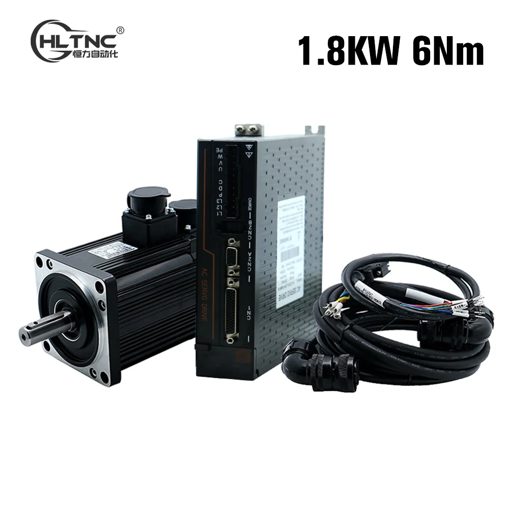 HLTNC 1.8KW 220V AC 3000Rpm 6Nm Nema42 Servo Motor Kit 110ST M06030 With Hybrid Servo Drive T3DF L30F For CNC Engraver Router