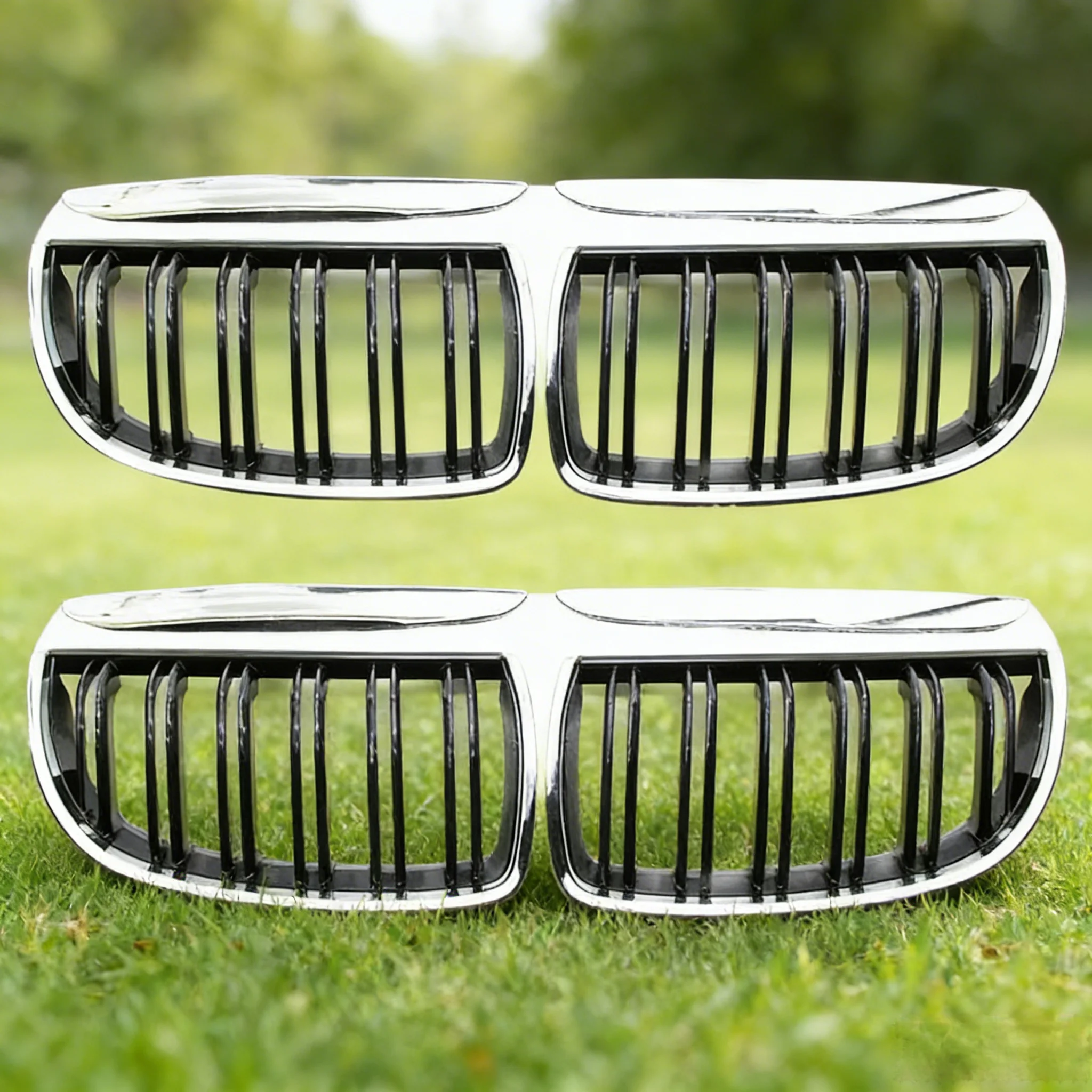 

Front Replacement Chrome Double Line Slat Kidney Grille for BMW 3 Series E90 E91 M3 323I 328I 335I 330I 325I 05-08 3 Series