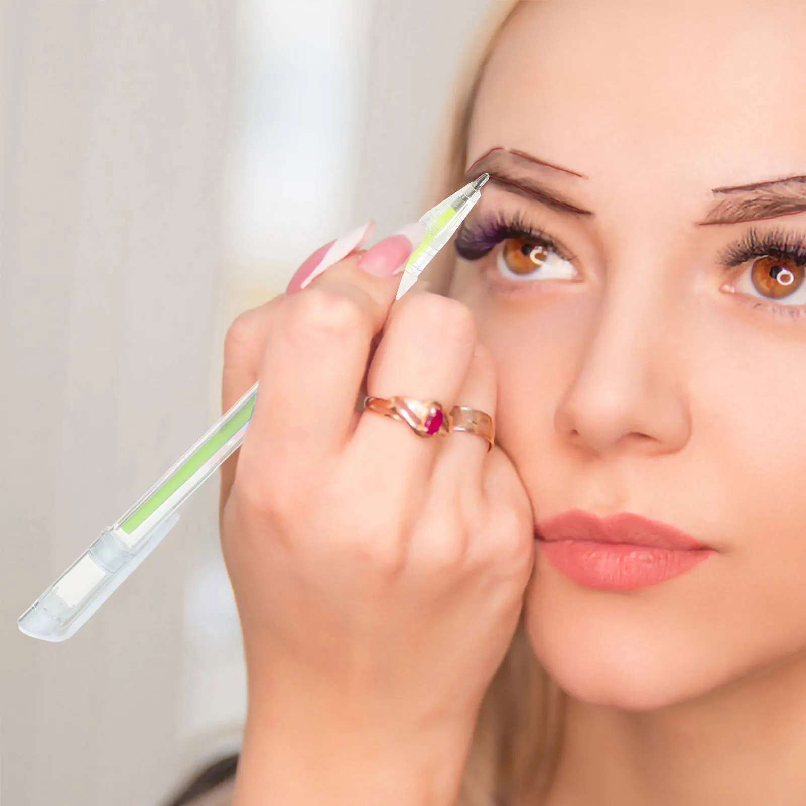 6 قطعة قلم رسم الحواجب أداة وضع علامات على الجلد خطوط نظيفة دقيقة محمولة غير يتلاشى تحديد المواقع الجراحية للحواجب