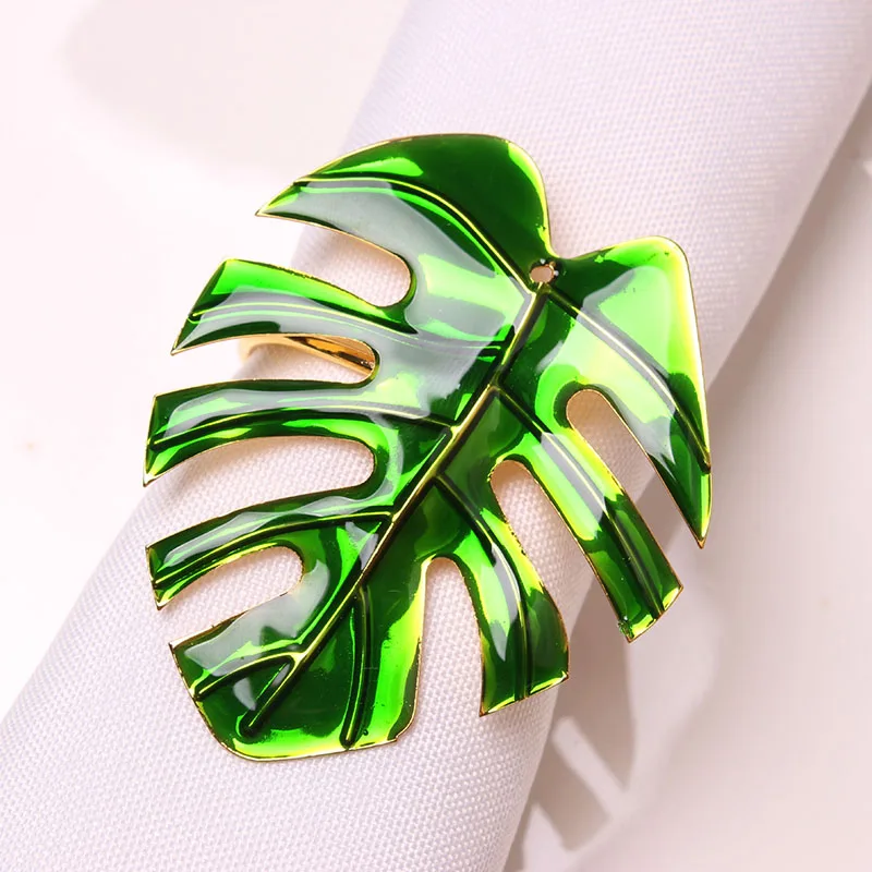Napkin Rings Holders Green Monstera Deliciosa Leaf Buckle Novelties Becket For Hotel Wedding Party Event Dining Table Decoration