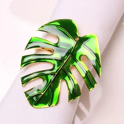 Napkin Rings Holders Green Monstera Deliciosa Leaf Buckle Novelties Becket For Hotel Wedding Party Event Dining Table Decoration