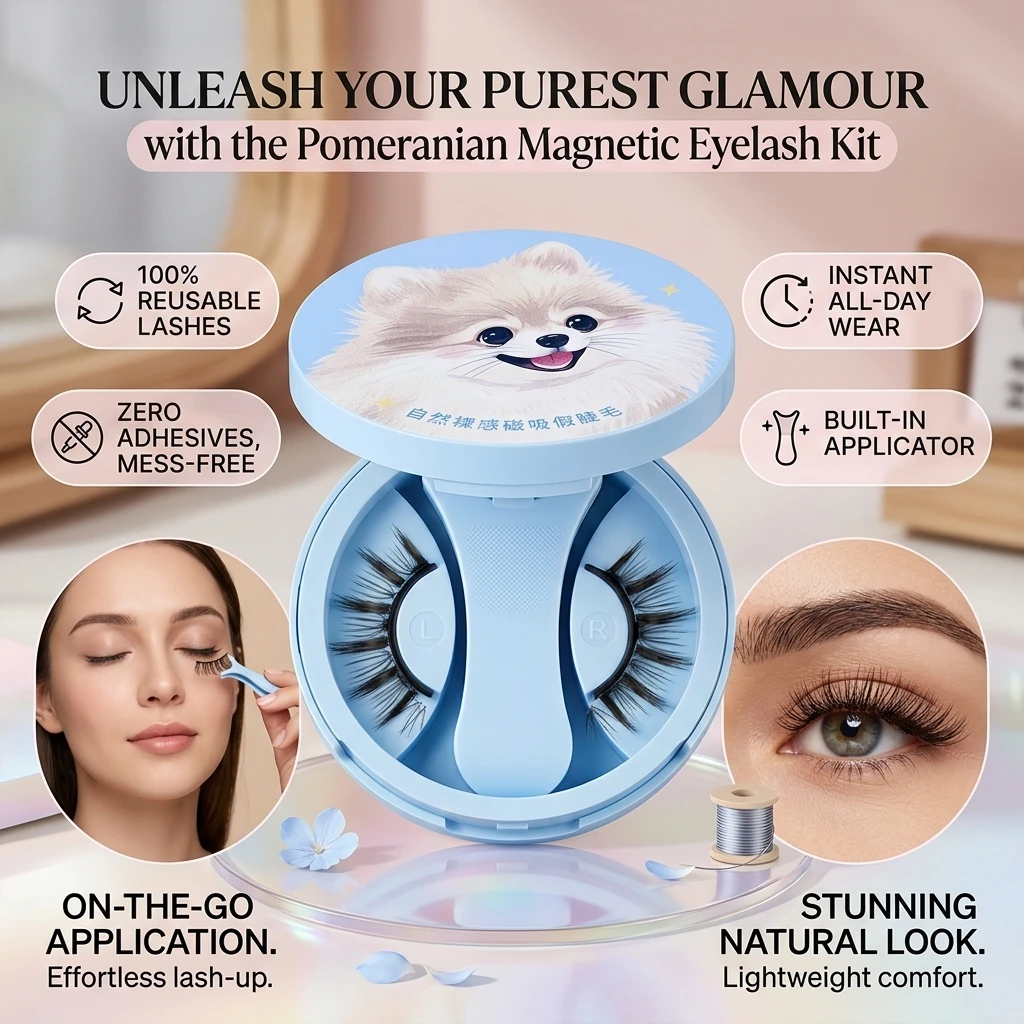 Magnetic Fake Eyelashes Set Reusable 3D Glue-free Waterproof Natural False Eyelashes With Travel-friendly Applicator