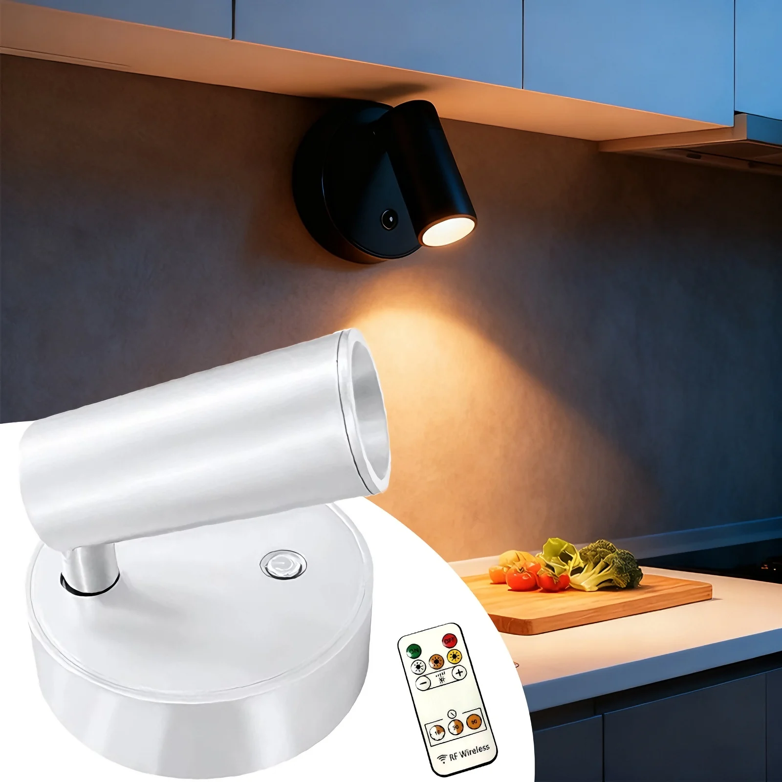 

Магнитный настенный светильник с беспроводным пультом дистанционного управления, перезаряжаемый через USB ночник с регулируемой яркостью для шкафа в спальне, сенсорный датчик, 3 цвета