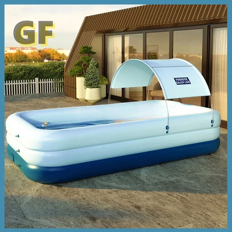 210CM/ 260CM 3 Layer Automatic Inflatable Swimming Pool household adult  children large outdoor sunshade swimming pool with shed