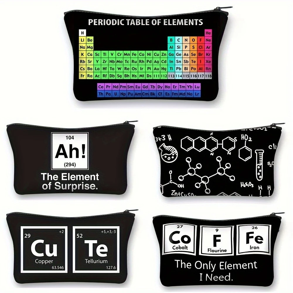 

Периодическая таблица элементов, косметичка с принтом, забавные химические элементы, женский органайзер для макияжа, сумка для хранения салфеток для губной помады