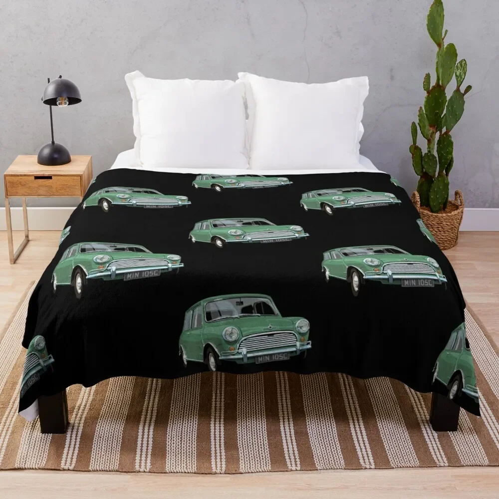 green mini cooper Throw Blanket Warm Flannel Blanket for Couch Chair Bedroom