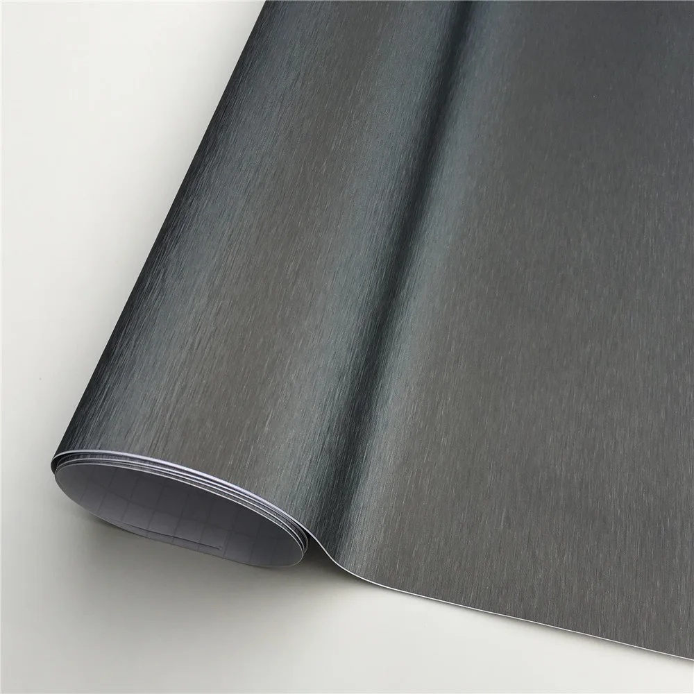 Black Grey Silver Brushed Aluminum Vinyl Wrap Film Brushed Metallic Car Wrapping Foil Sticker For Car Motor Computer