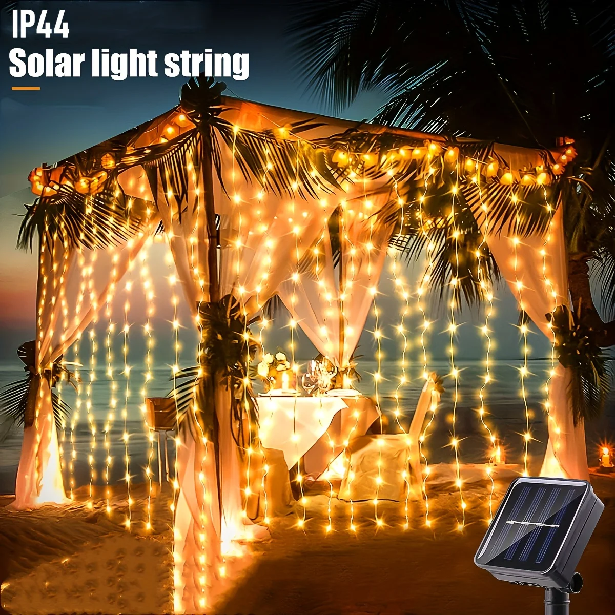 

Solar Curtain Light Outdoor Waterproof 8 Modes Solar Garden Christmas String Light Decortion for Patio Gazebo Eaves Fence Porch