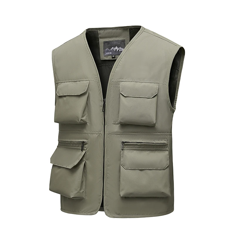

Men's Lightweight Soft Shell Vest Zipper Waterproof Suitable for Golf Running and Hiking Multi Pocket Sleeveless Male Jacket
