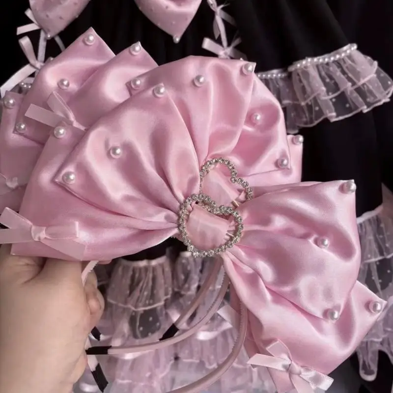 1 pezzo principessa super grande farfalla nodo perla fascia accessori per capelli donna Lolita cameriera cosplay copricapo giapponese