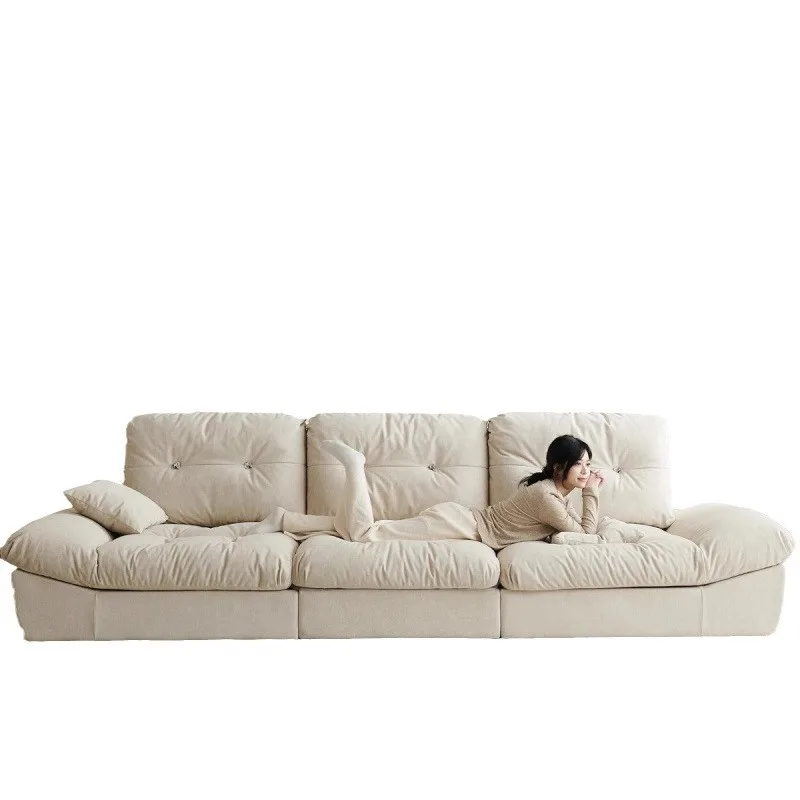 

Straight row cloud sofa adjustable backrest simple fabric sofa