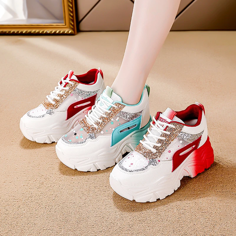 Autumn Hot Sell Casual Women Mesh Shoes Outdoor Woman Clunky Sneaker 2026 New Concise Style Round Toe Womens Vulcanized Footwear