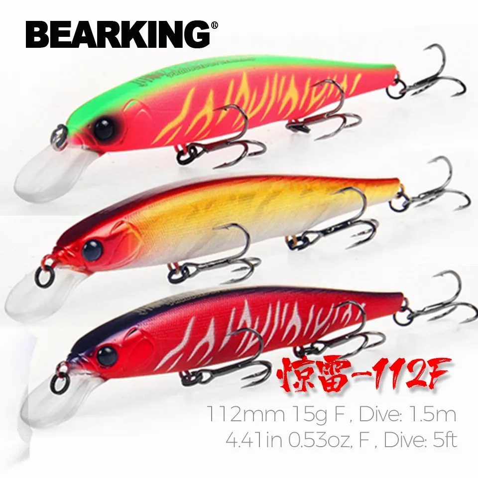 Bearking M111  112mm 15g New Hot Model Fixed Weight System Fishing Lures Hard Bait Dive 1.5m Quality Wobblers Minnow