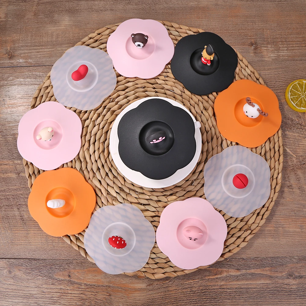 Anti-Dust Silicone Cup Lids Cold/Heat Resistant Sealing Coffee Lid Caps Non Slip Drinking Cup Lid for Coffee Beer Mug Wine Glass