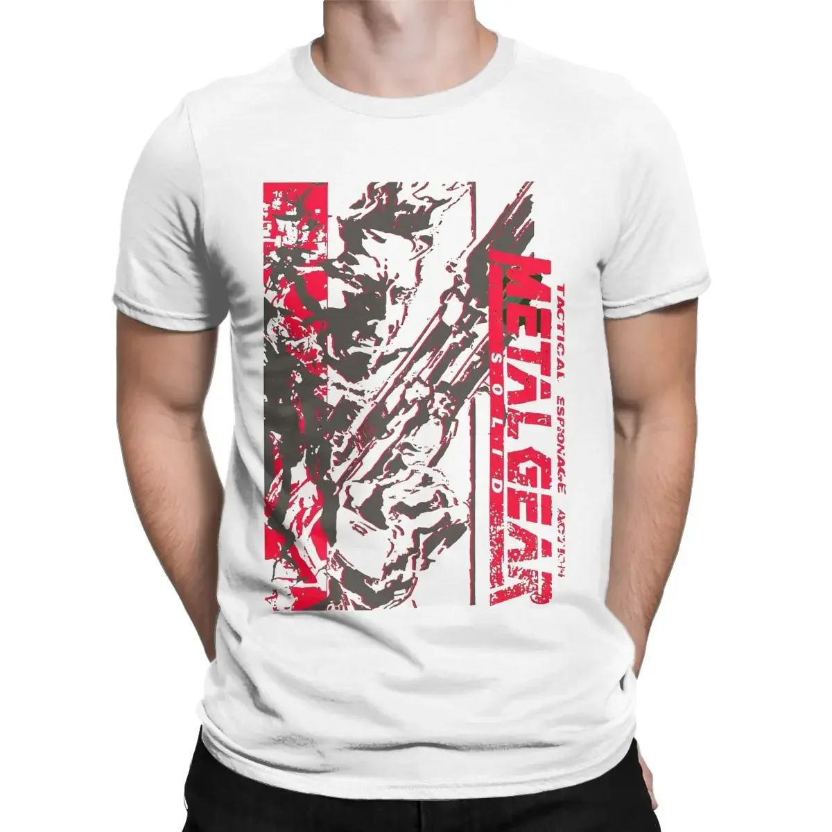 Футболка мужская с круглым вырезом, готический топ с коротким рукавом, металлическая Экипировка, шикарная тенниска из чистого хлопка, майка в стиле фантома/хипстера, мgs