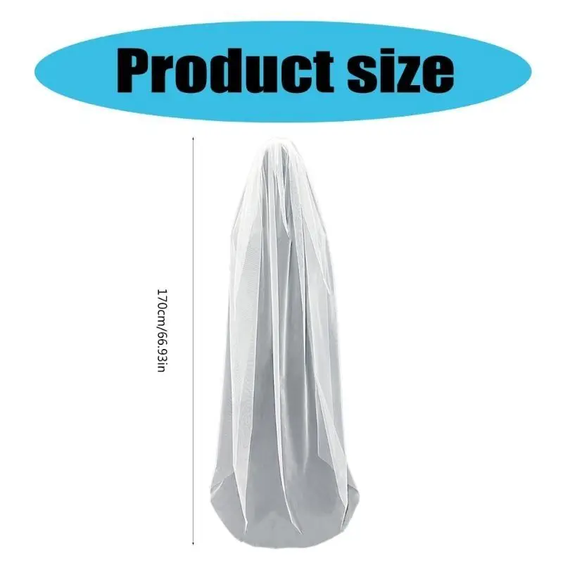 A52E 1 camada Catedral Branco Véu para Cerimônia Casamento Noiva Véu do Ponto noiva