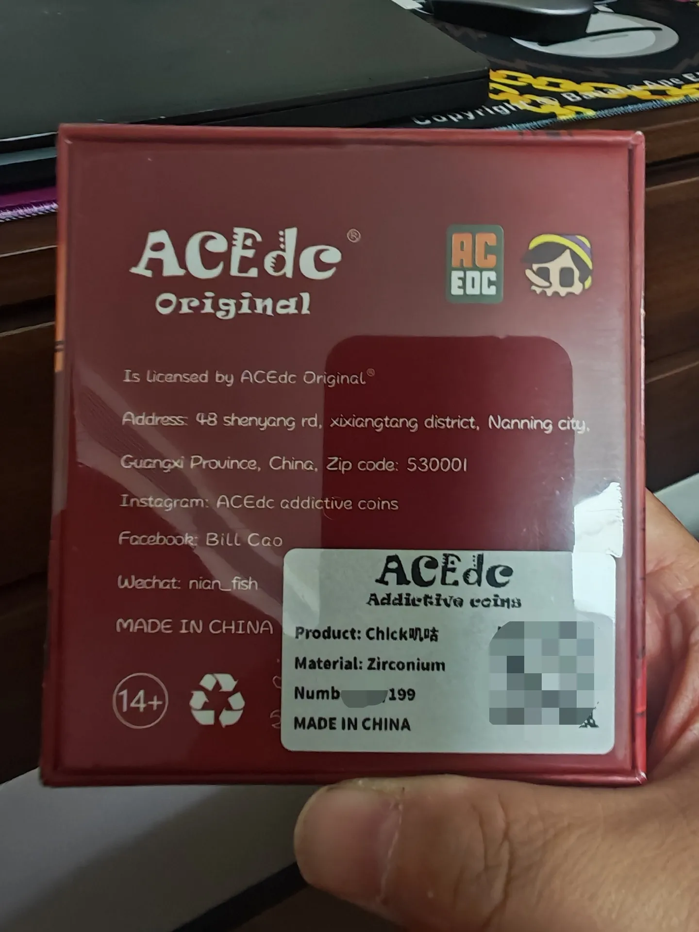 Used EDC ACEdc Original Chirp Mechanical Push Card Finger Tiger, Limited 199, Zircon Wash Material, Brand New