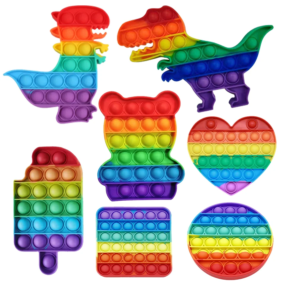 Kids' Favorite Toy Rainbow Pop Bubble Fidget Toy Fun Stress Relief Toy Color Recognition Early Educational Toy Premium Quality