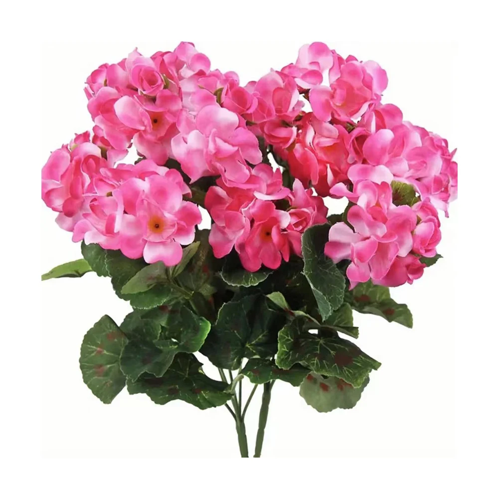 2/4 Stück 12,6 Zoll Künstliche Pflanze Seiden-Begonien-Blume Geranien UV-Beständig Vliesstoff Kunstblumen für Garten Bonsai Blumendekoration – Detail 19