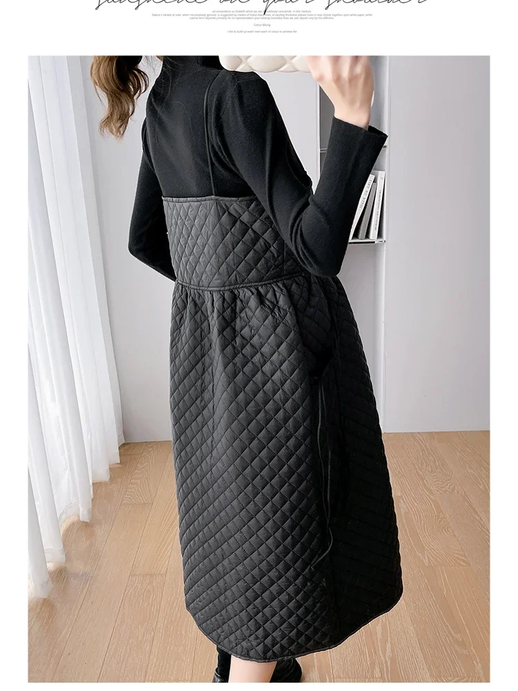 Korean Style Winter Maternity Clothes Set Light Weight Strap Cotton Plaid Dress+long Sleeve Shirts Pregnant Woman Dress Suits